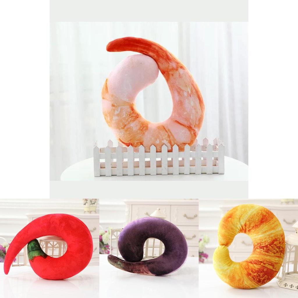 Tcmy Fashion Peeled Prawns Plush U Neck Pillow For Travel And Nap Shrimp Cushion Jelly Toy
