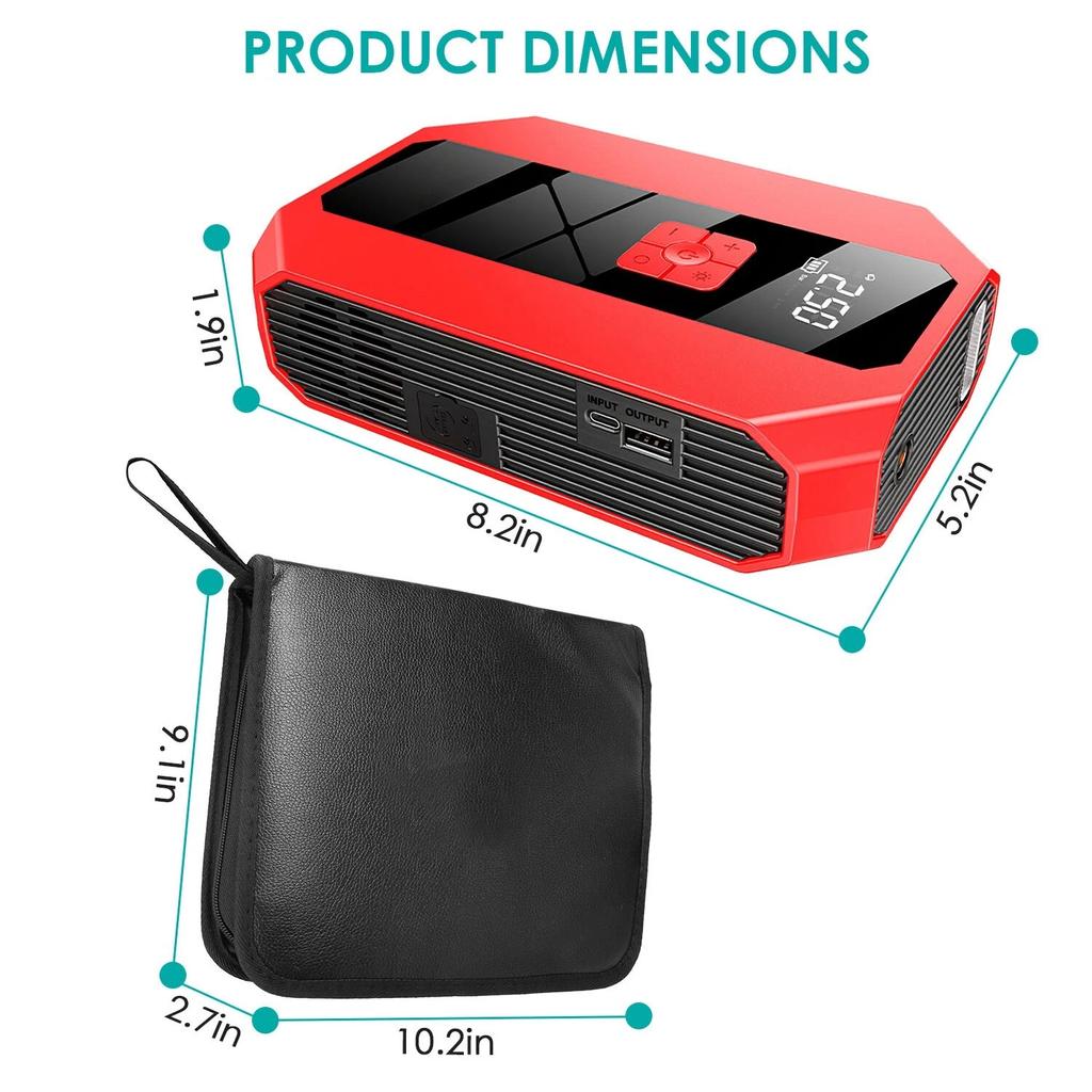 20000mAh Tragbarer Auto-Notfallstarter Luftpumpe Multifunktional 4-in-1 Luftkompressor Powerbank Autobatteriestarter Auto starten Reifenfüller