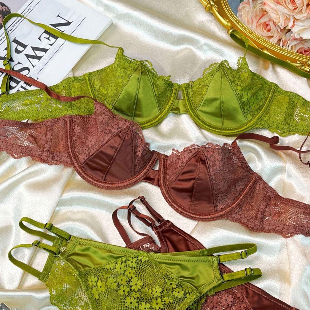 Satin Silk Push Up Bra Mesh Underwear for Women Intimates Lace Flower Bra Beach