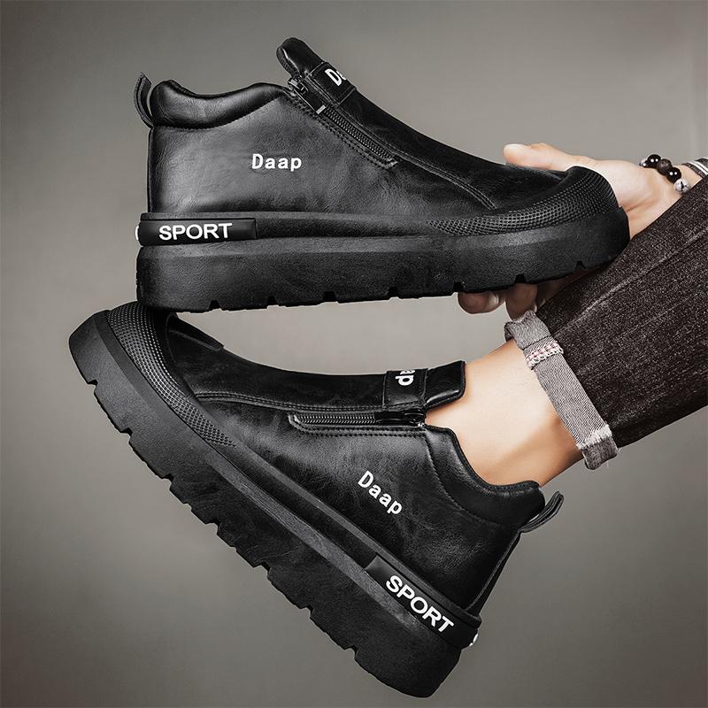 Breathable High-top Zipper Outdoor Casual Sports Autumn Shoes Lightweight Mesh Fashion Non-slip Casual Thick Sole Jogging Shoes