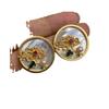 Round White Sea Shell Relief Flower Stud Earrings, Retro Classic Court Style Vintage Copper Plated With Sand Gold New Chinese Style