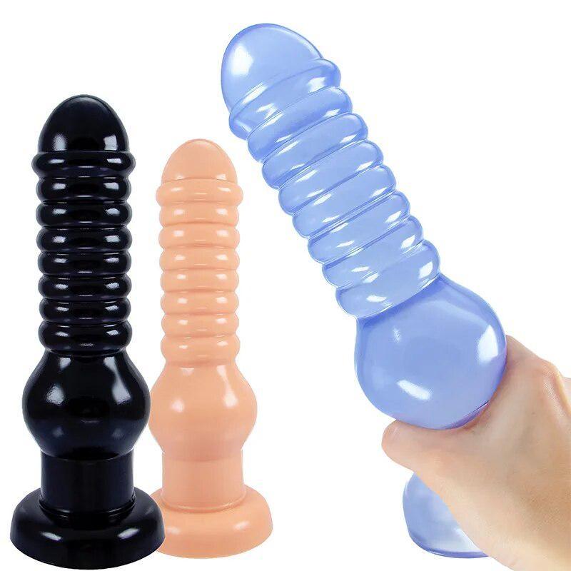 Závitový PVC Butt Plug Anální Expanzér Masturbátor Sexuální Hračka Velký Péro Fisting Strap on Kohout Gay Otrok Realistické Dildo