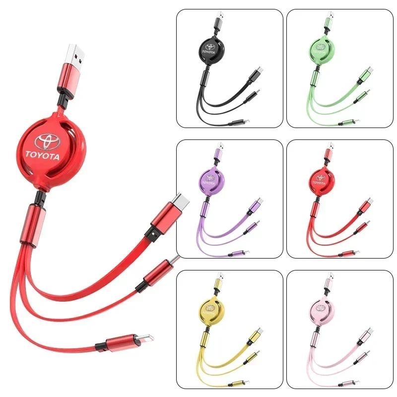 Car Accessories 3 In 1 Micro Cable Multi Charger For Toyota Corolla Yaris Chr Auris RAV4 Land Cruiser Camry Highlander