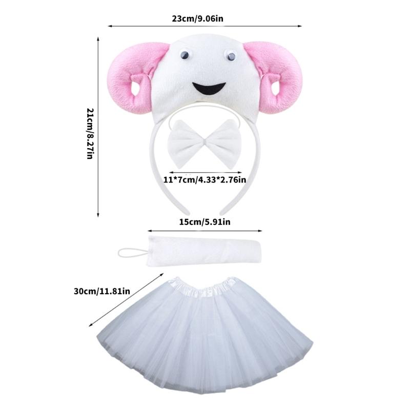 Sheep Costume Set Sheep Ear Headbands Tail Bows Tutus Skirt Animal Cosplay Costume for Halloween Christmas Party