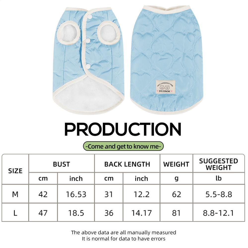 

Одежда для кошек Теплая куртка-жилет для собак Толстая рубашка для питомцев Термоодежда для собак Осень-Зима Пальто для питомцев для маленьких и средних собак и кошек L синий