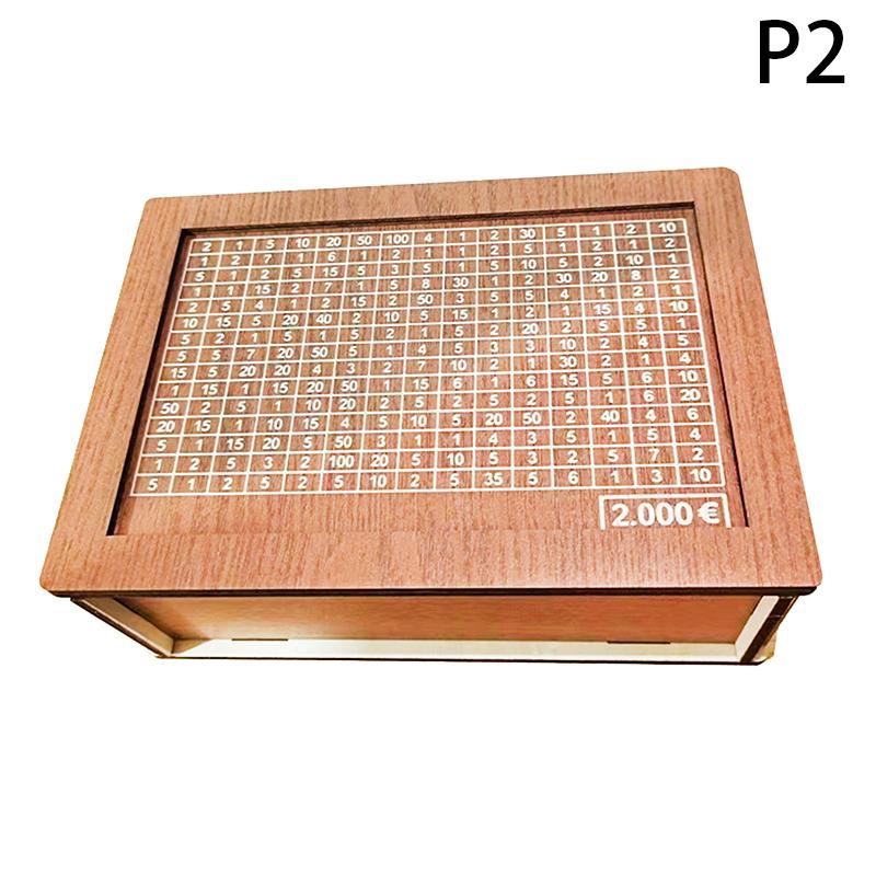 Cutie de bani decorativă din lemn natural cu pușculiță contor realizată manual pentru copii creativi de economisire a banilor Obiectiv 10000 euro