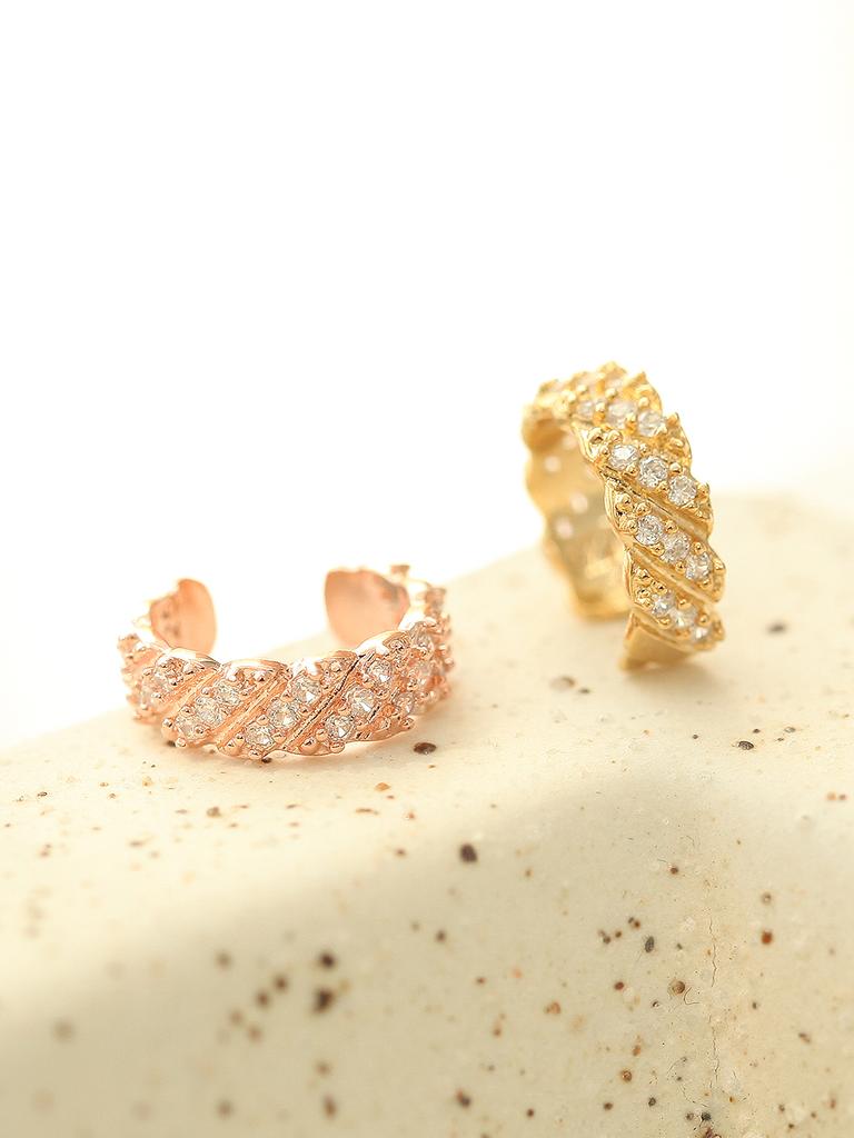 Minimalpiercing 925 Twisted Cubic Ear Cuff Clip-On