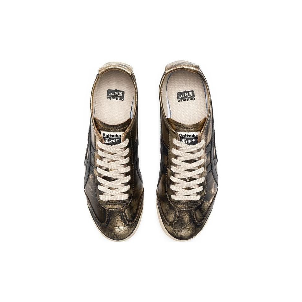 ONITSUKA TIGER Mexico 66 Leather Synthetic Non-Slip Wear-Resistant Low-Top Sports Casual Shoes Unisex Sneakers Gold Black 1183C144-200