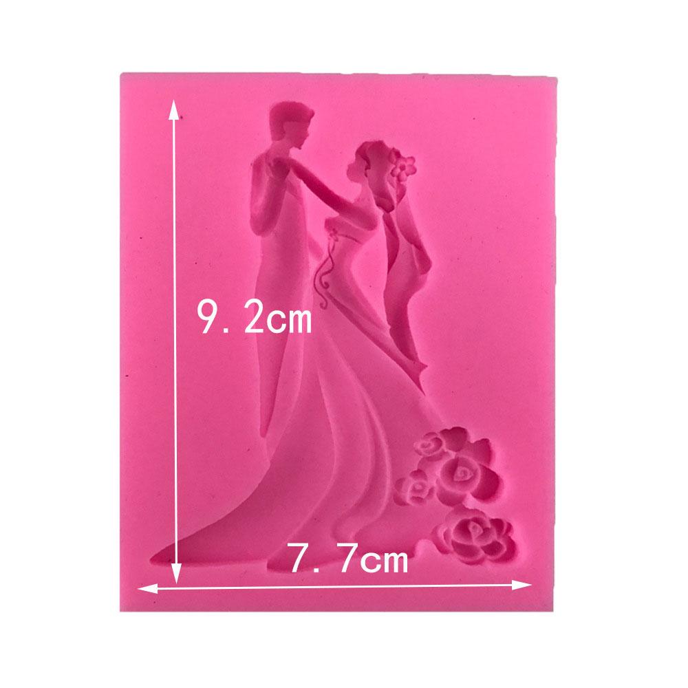 Fashion Sugar Craft Wedding Bride Groom Shaped Valentines's Day Chocolate Mould Silicone Cake Mold
