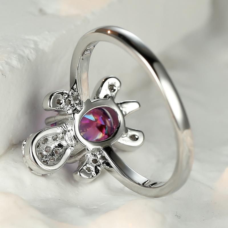 Hot Selling Fashionable White Diamond Turtle Ring Couples Simple Index Finger Ring Accessory