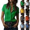 Women's Fashionable Loose-Fit Short-Sleeve Button-Down Shirt Casual Top