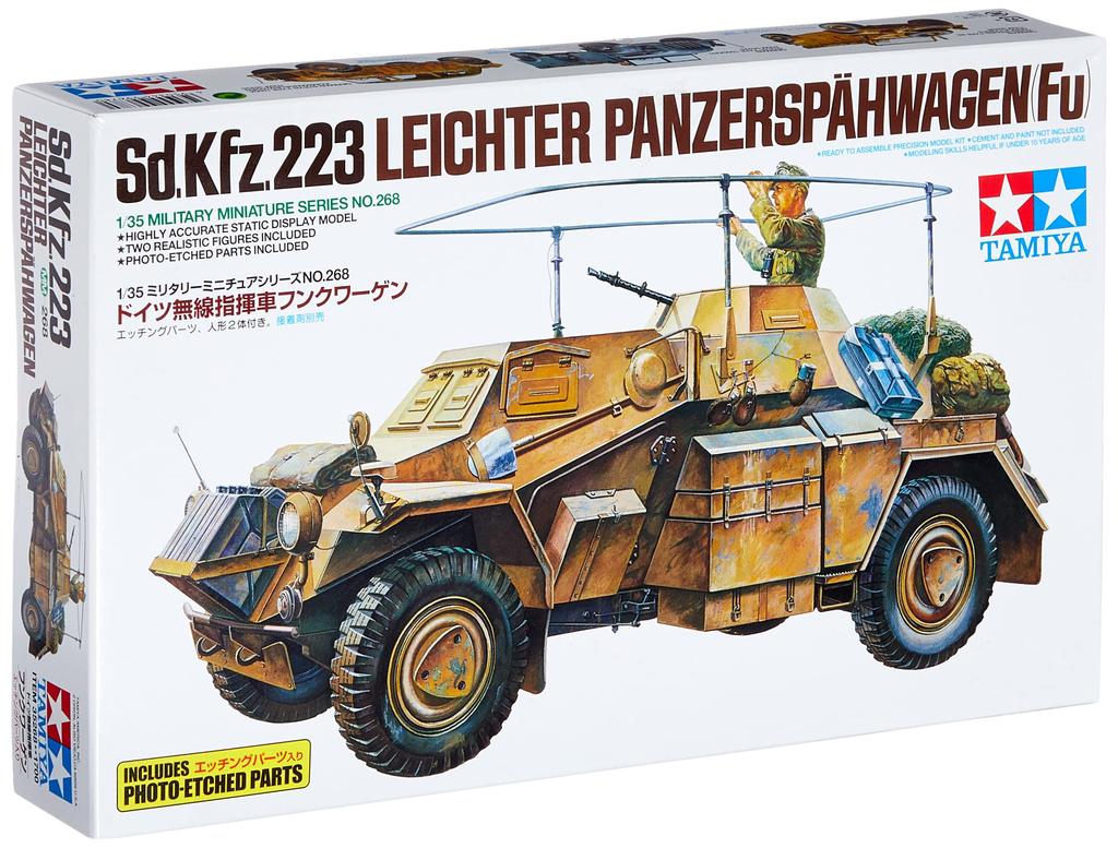 Tamiya 1/35 Militær Miniatyrserie Nr. 268 Tysk Hær Radio Kommandovogn Funkwagen med Etsede Deler Plastmodell 35268