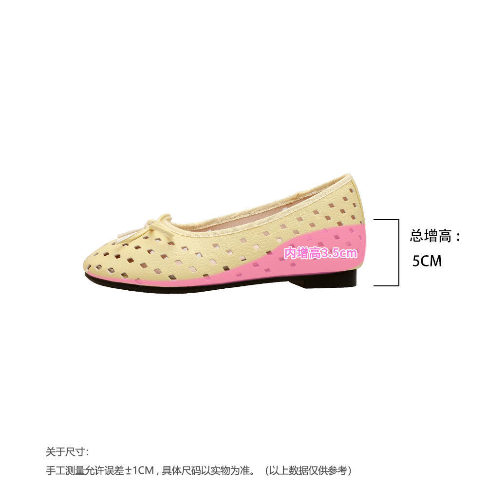 5cm inner height increase bow Mary Jane shoes women's summer new hollow casual shallow mouth single shoes women