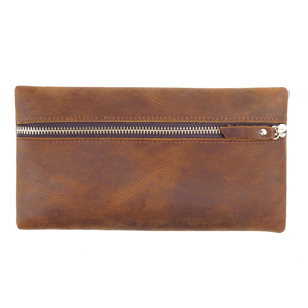 Fromthenon Crazy Horse Leather Retro Zipper Pen Case Portable Storage Bag Large Capacity Pencil Case Customizable Business Gifts