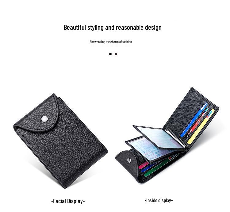 Genuine Leather Bi-Fold Wallet & Multifunctional Driver's License Holder with ID Slots & Card Sleeves