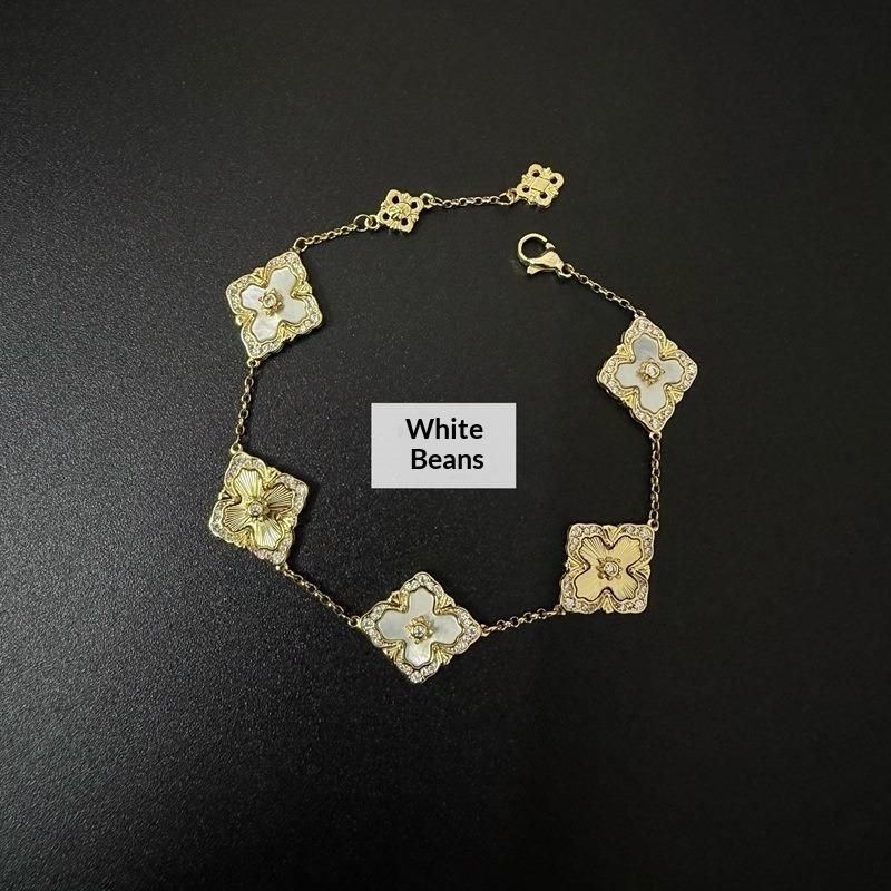 Пятицветный браслет для женщин Браслет с четырехлистным клевером Элегантный браслет с цветочными инкрустациями