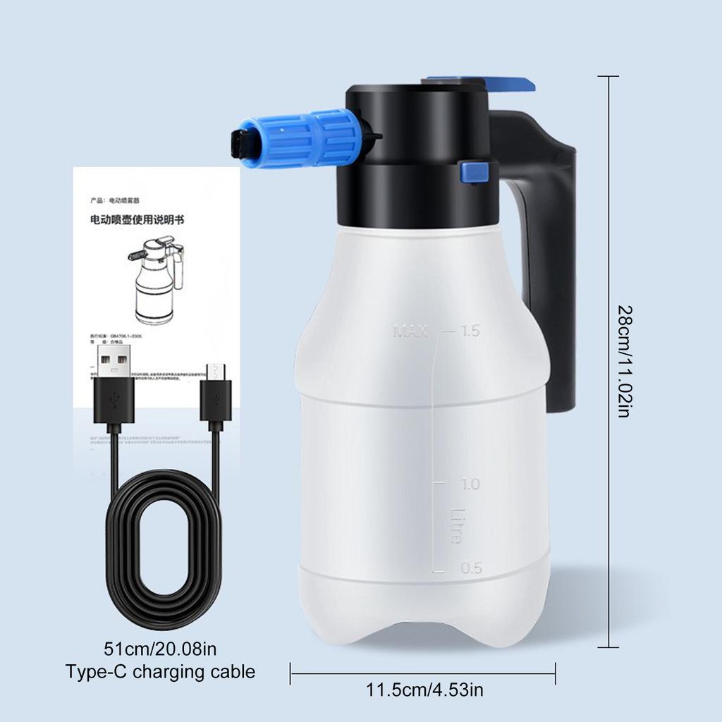 Electric Foam Sprayer 1.5L Electric Foam Cannon TypeC Charging for Car Washing Kitchen Cleaning