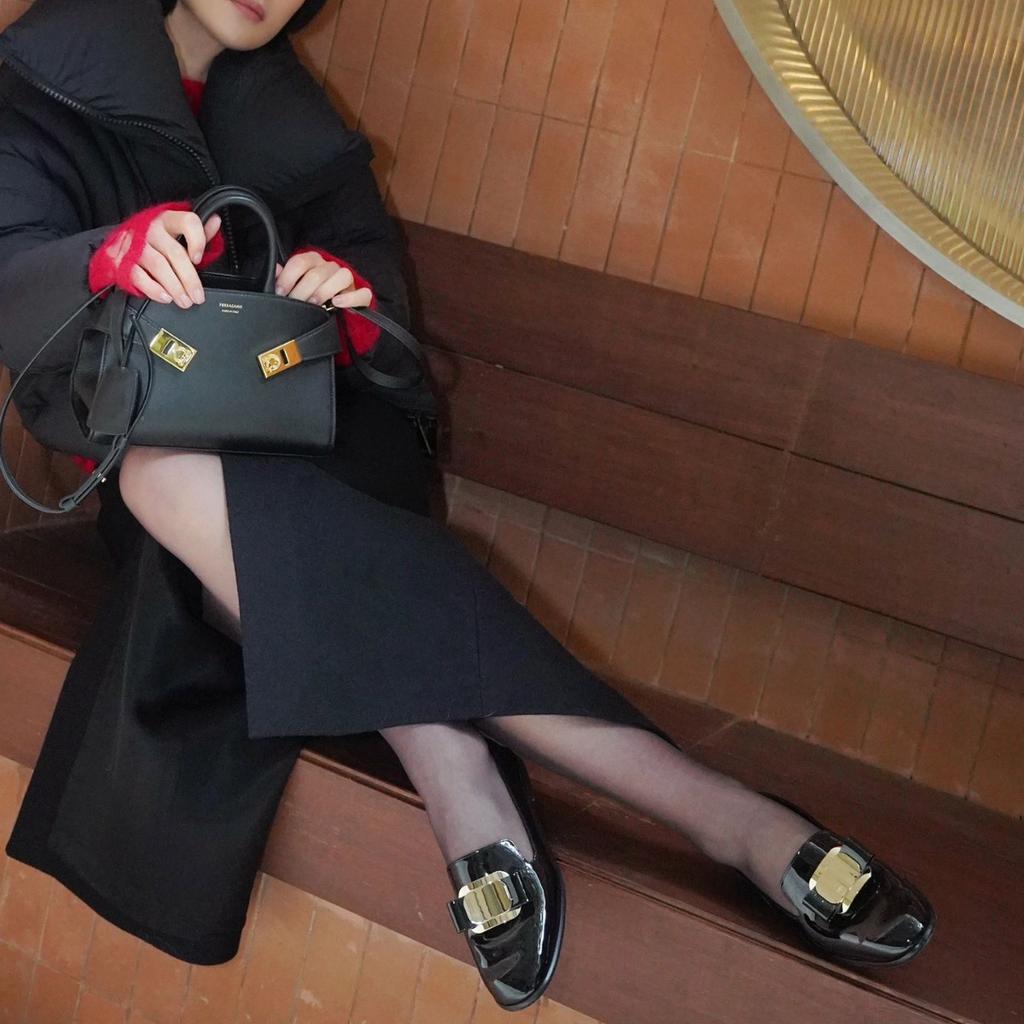 Leren versie~ Britse metalen strik Mary Jane schoenen dames platte zool ondiepe mond enkele schoenen één pedaal luie loafers