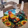 1PC rooster sunflowers Office Round Area Rug, Under Office Chairs Bedroom Living Room Home Decor, Carpet for Office -1110040