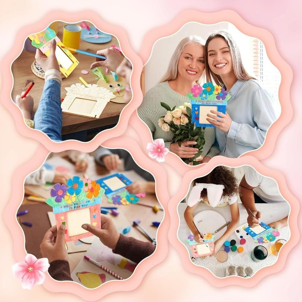 Flower Wooden Picture Frame Handmade Art Mother's Day Frame Photo Display Rack  Mother's Day Gift