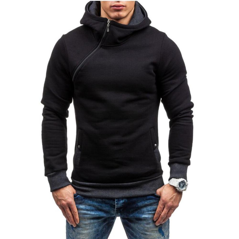 Felpe da Uomo Autunno Inverno Moda Design con Cerniera Calde Spesse con Cappuccio Manica Lunga a Contrasto Pullover Abbigliamento Outdoor