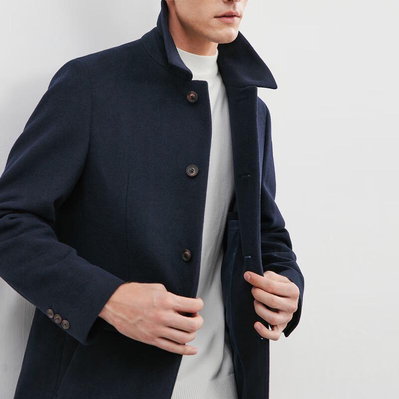 SEPTWOLVES Men's Lapel Wool Blend Overcoat