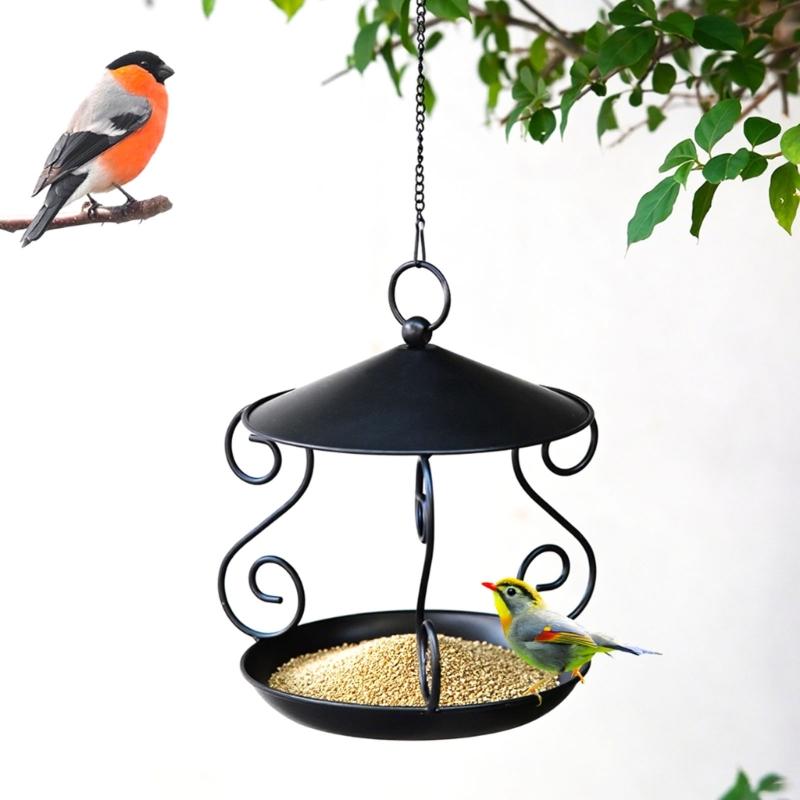 Squirrels Proof Outdoor Bird Feeder Metal Construction Feeding Ports Weatherproof Roof Design For Finches