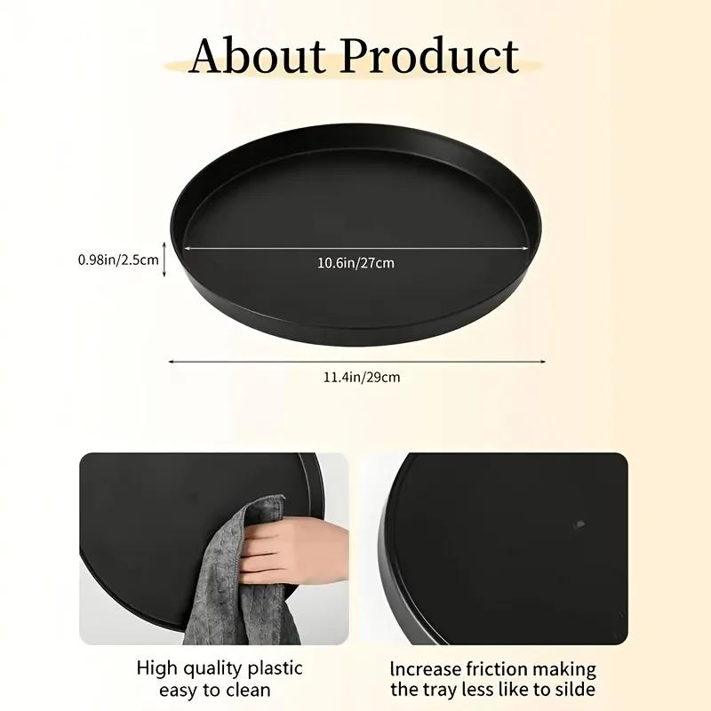 1Pc Modern Black Circular ABS Tray with Candle Holder