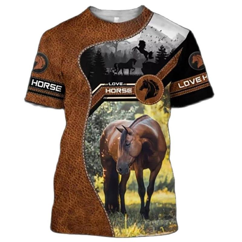 Fashion Love Horse Animal Pattern Tshirt For Men 3D Print Men's Harajuku O-Neck Short Sleeve Oversized Tee Shirts Tops