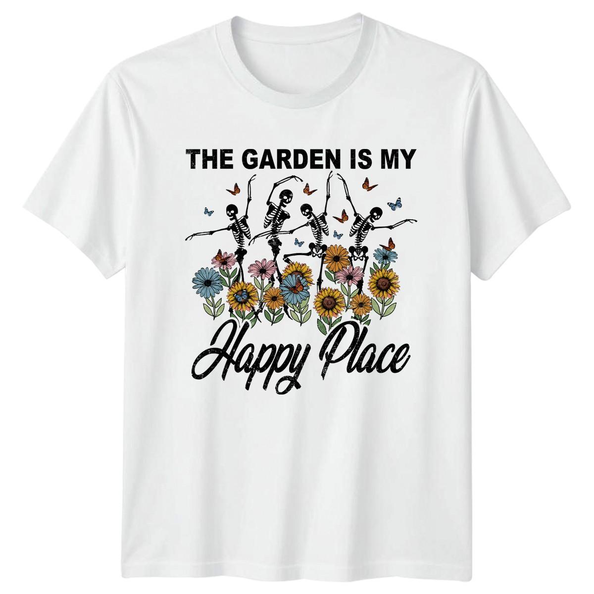 The Garden Is My Happy T-Shirt Skeleton Boho Gardener Gardening XXXXL