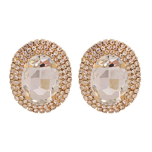 Neue Bunte Kristall Oval Ohrring Hohe Qualität Strass Handgemachte Runde Tropfen Ohrringe Schmuck Zubehör Für Frauen Ohr Ring weiß