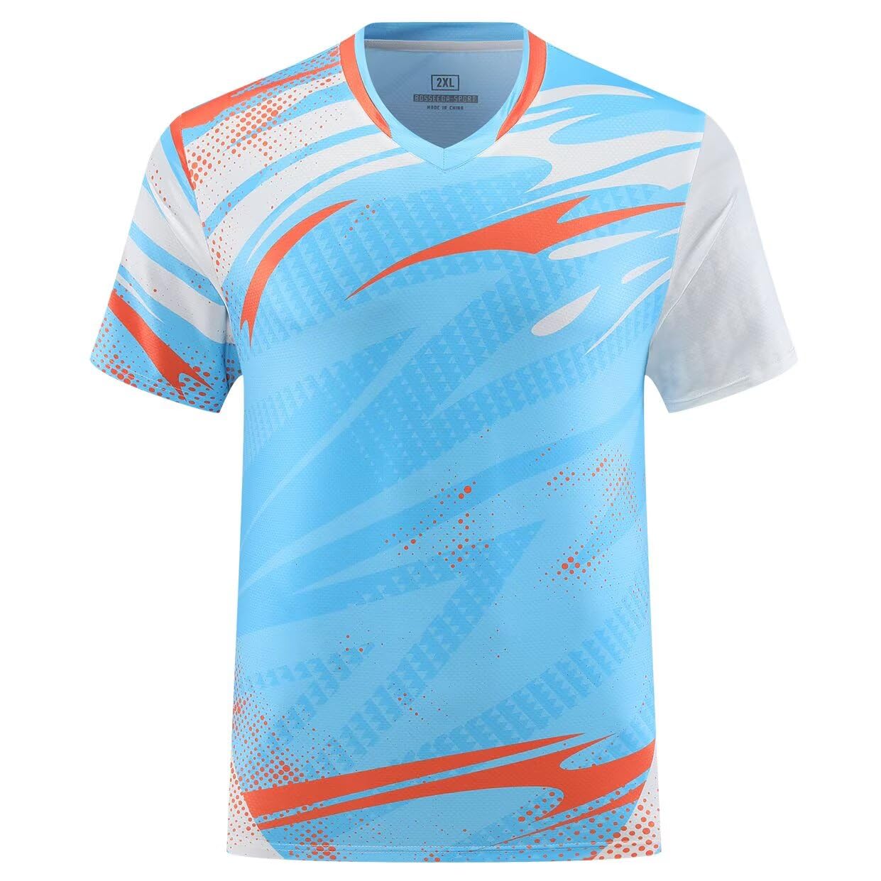 

Anmurye Футболка с коротким рукавом для настольного тенниса с абстрактным геометрическим рисунком, для спорта и игр, бадминтона, тренировки силы, стильная летняя, светло-голубая, мужская униформа, футболка