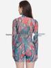 Women's Russian Printed Sexy Long-Sleeve One-Piece Surf Swimsuit with Ozon Briefs
