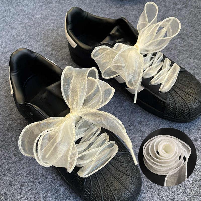 Mode Chiffon Garn Schnürsenkel 4cm Breitere Flache Seide Schnürsenkel Sneakers Seil Schnürsenkel für Schuhe 100/120/140/160CM Schuhzubehör