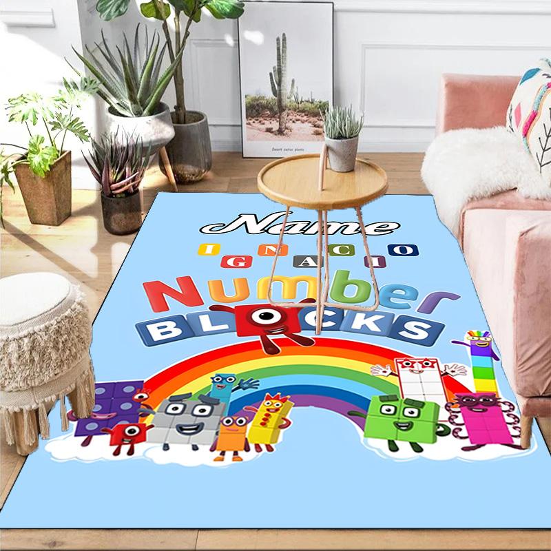 Custom Name Number Blocks Adventure Rug Game Carpet, Floor Mat for Bedroom Living Room Entryway Rug, Home Decor Idea Gift for Christmas birthday