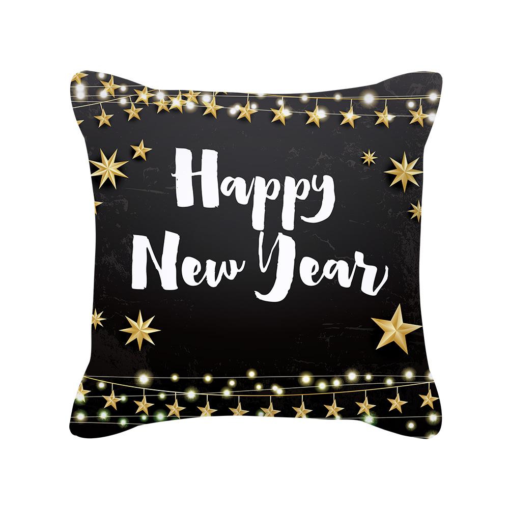 New Black Gold Christmas Pillow Cover New Snowflake Letter Peach Skin Sofa Cushion Cover