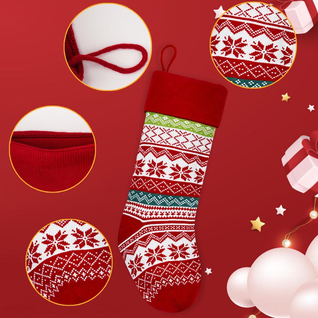 Knitted Woolen Christmas Stocking Candy Bag - Holiday Gift Decoration