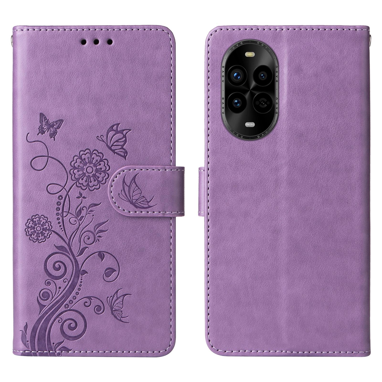 

For Huawei nova 14 Pro 5G/nova 13 Pro 5G Leather Case Butterfly Floral Imprint Wallet Stand Cover A