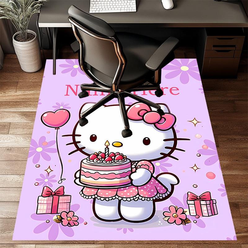 Custom HelloKitty Mat Personalized Name, Polyester Washable Indoor Entryway Rug, Gift for Christmas, Easter, Thanksgiving Day