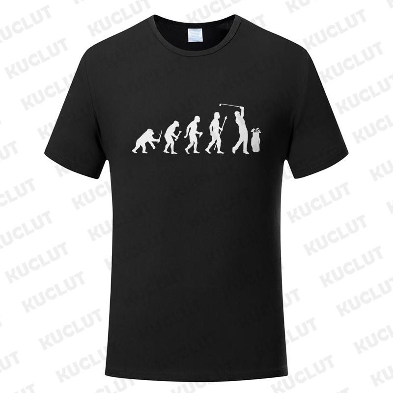 Fashion Brand Clothing Golf Evolution of Man Men's Tee Shirt Round Neck Shirt Short Sleeve Breathable Fashion Casual Shirt Tops