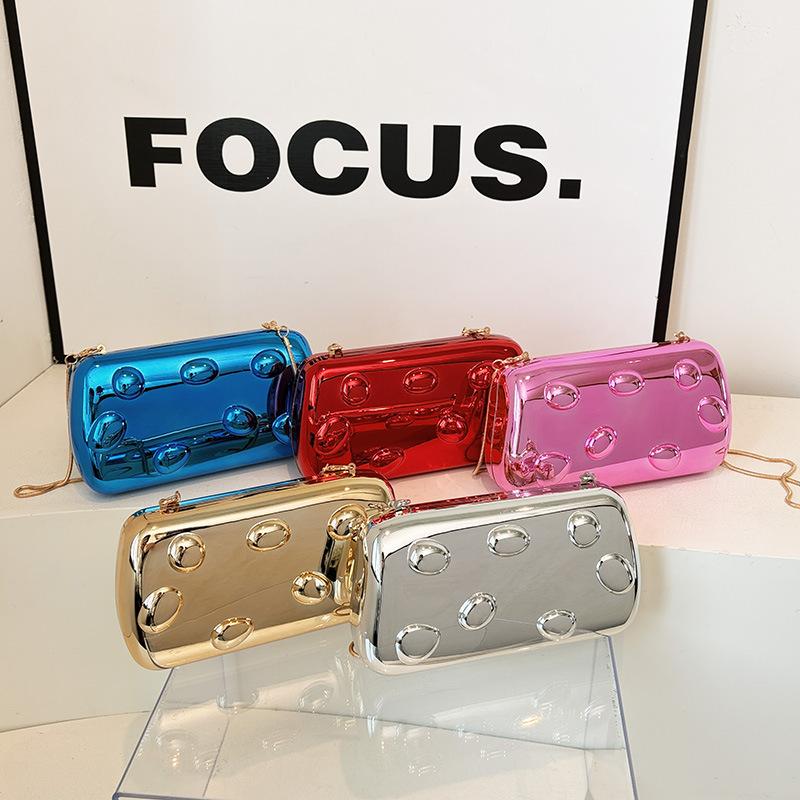Gold Metal Closure Box Clutch Bag Women Evening Wedding Party Cute Purse Bag Handbags Silver Spring Fashion