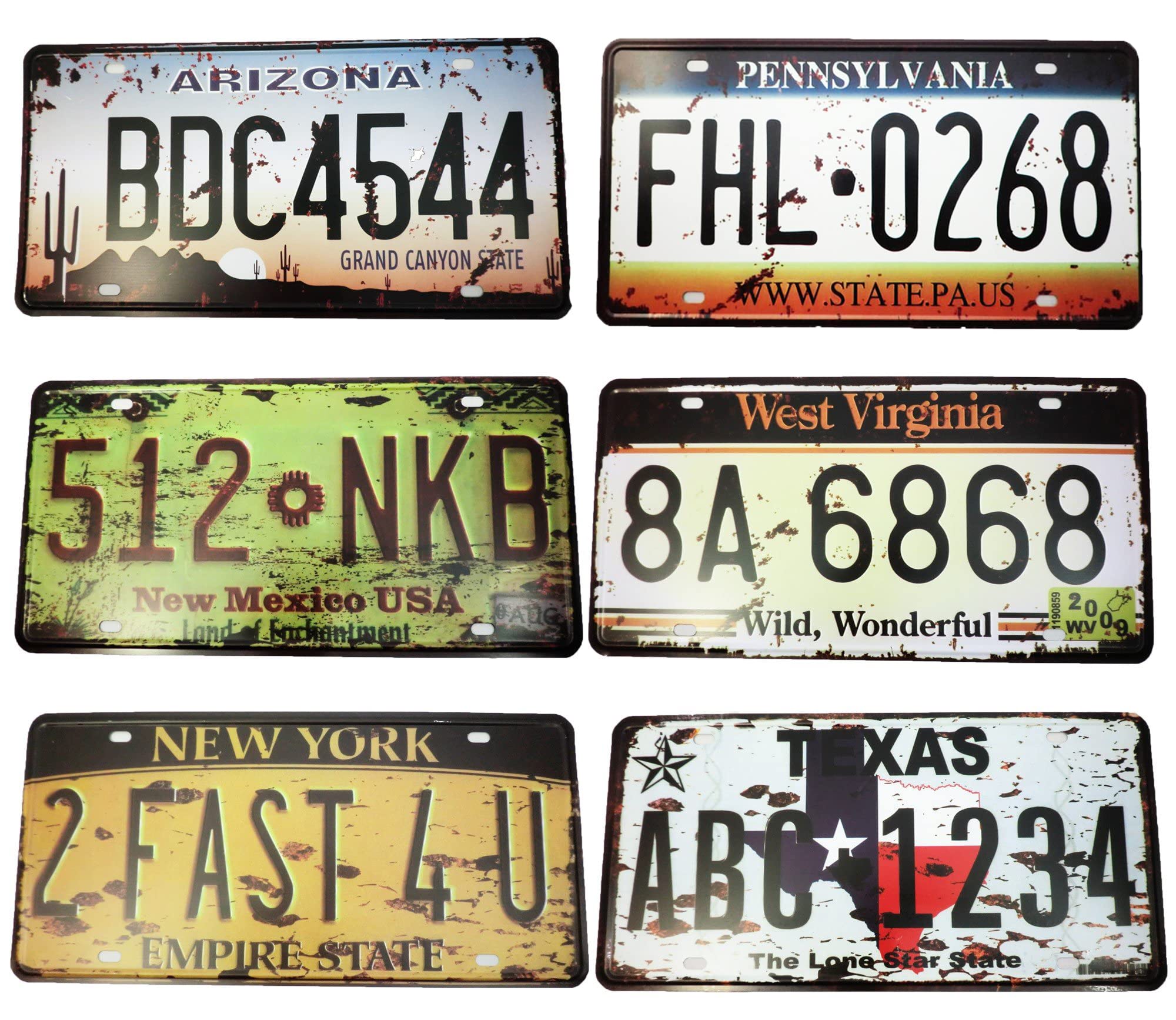 

VIEAURA Американский номерной знак в винтажном стиле, антикварный ретро-американский товар, интерьерный знак [набор 6] (ТИП-3)