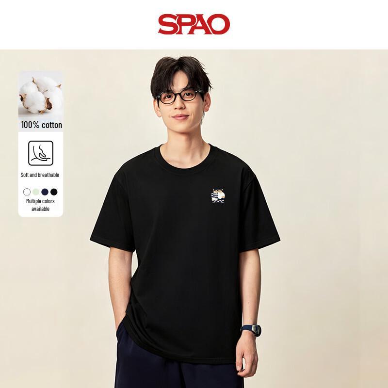 SPAO Men s Classic Bear Embroidered Cotton T-Shirt 2XL