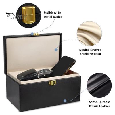 Faraday-Box für Autoschlüssel, Signalblockierungsbox für die Autosicherheit, doppelschichtiger Schlüssel-Organizer mit Diebstahlschutz und 2 Faraday-Taschen