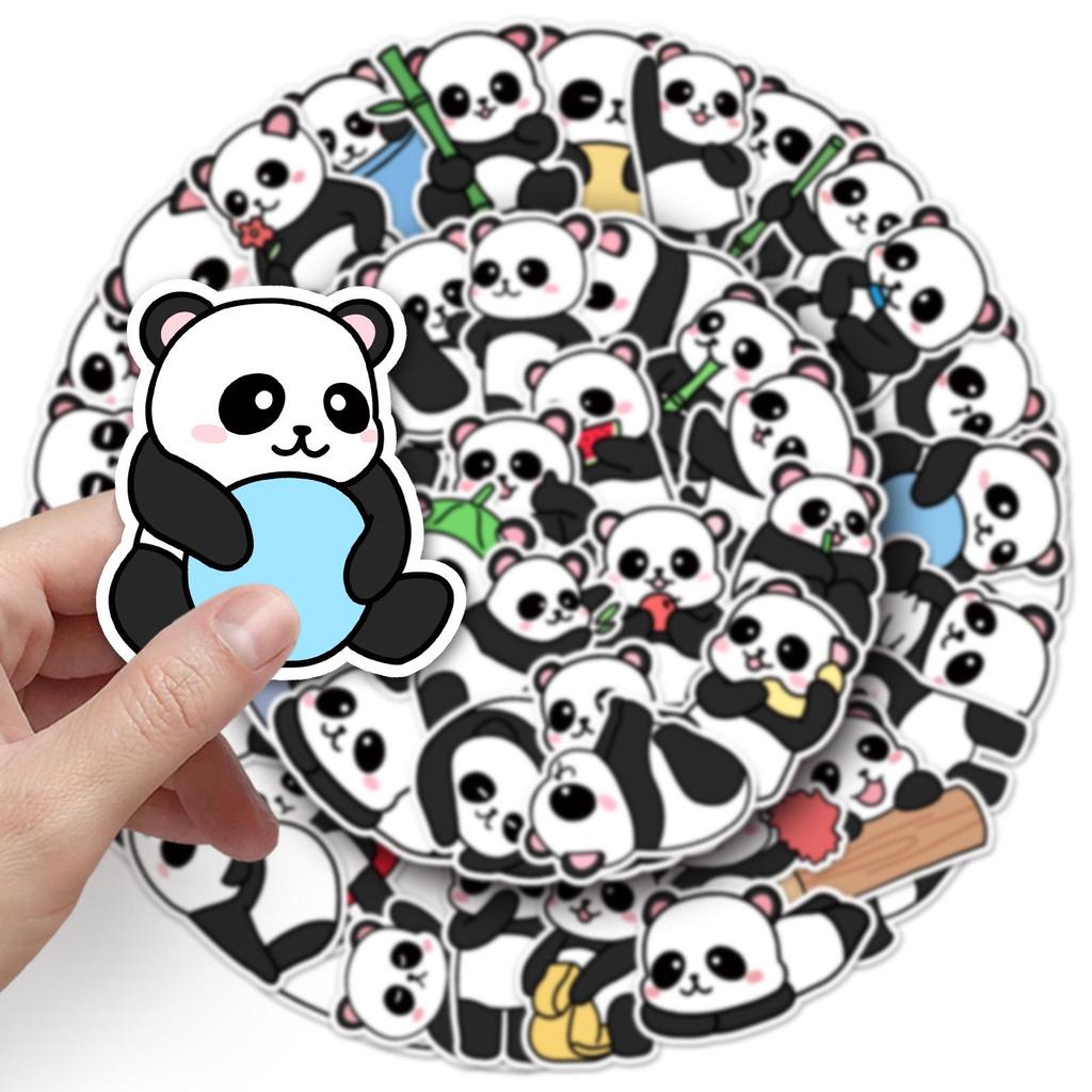 50 Cute Cartoon Panda Stickers: Waterproof DIY Scrapbook & Notebook Decorations for Kids