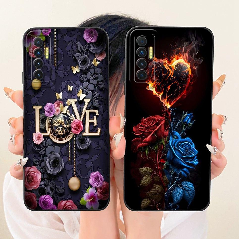 Daisy Bow Pattern Butterfly Flower Cherry Back Cover For Tecno Camon 17 17P 17 Pro Phone Case Soft Silicone Casing CG6 CG7 CG8