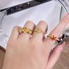 Medieval Flower Butterfly Inlaid Zircon Ring Female Niche Design Light Luxury High-End Index Finger Ring Opening Exquisite Ring