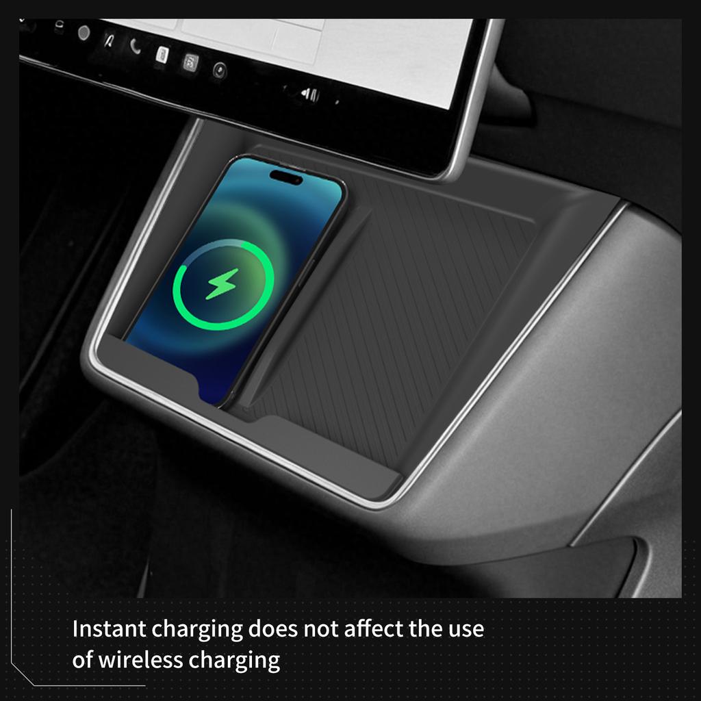 Für Tesla Model Y Standard RWD 2026 Center kabelloses LadePad Handy rutschfeste Schutzmatte Auto Innenraum Zubehör Schwarz
