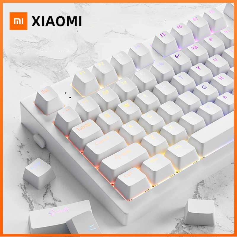 Xiaomi 133+ Keys Snow White Custom RGB Backlit Keycap Cherry Profile Minimalist Double Shot PBT Keycaps for Cherry MX Switches Keyboard