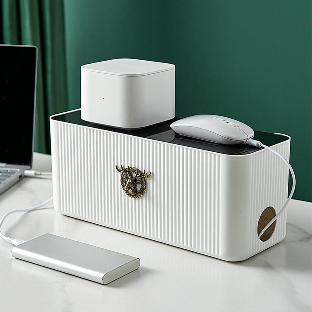 Cable Management Box Storage Cord Organizer Wires Keeper Protector Deer Decorative for Electrical